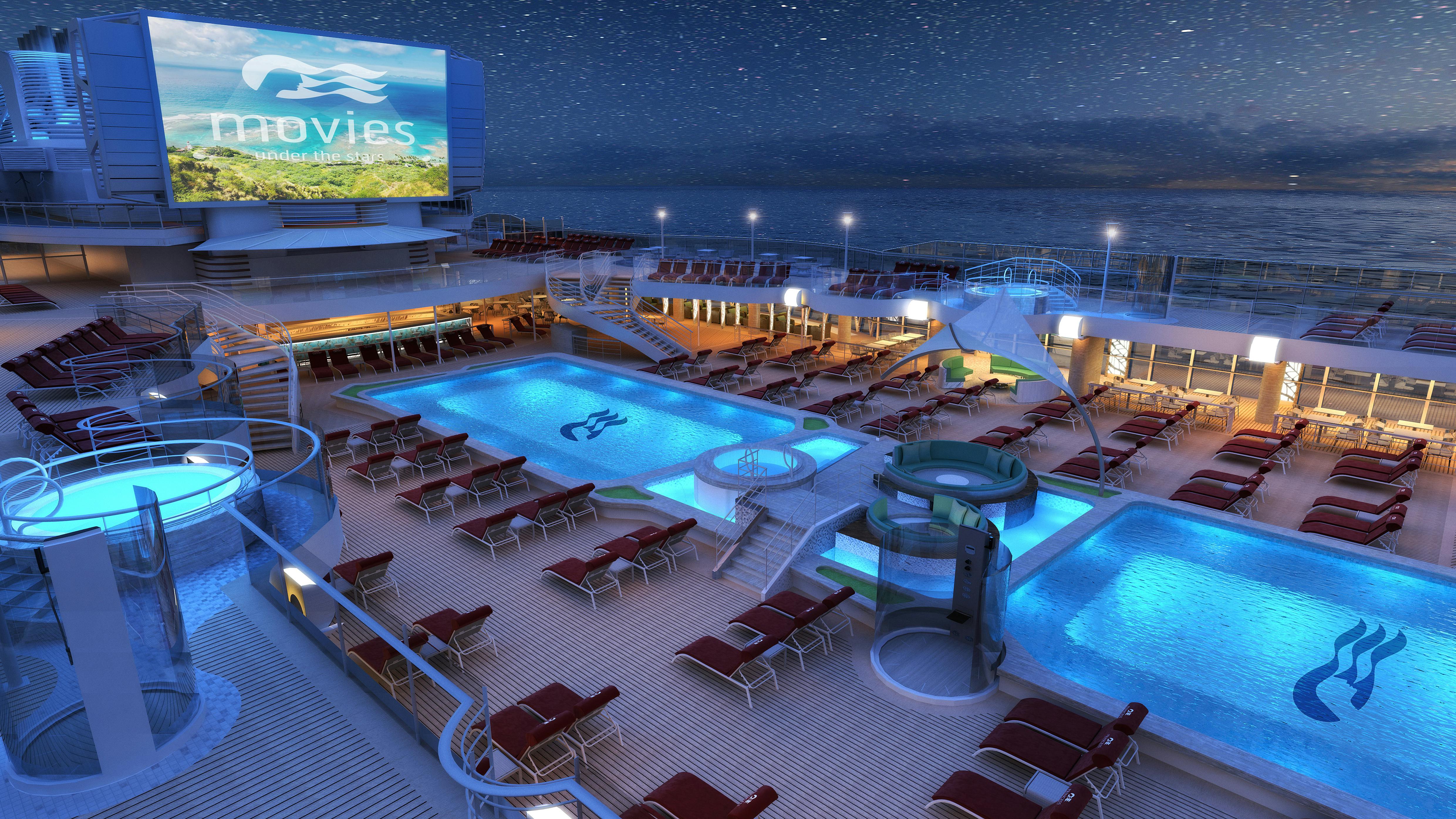 sky princess swimming pool and big screen