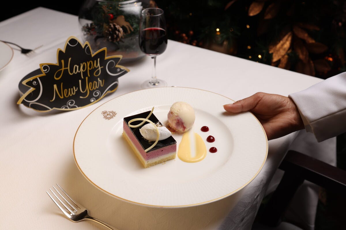 Cunard New Year Cruise - Dessert Being Served at New Year