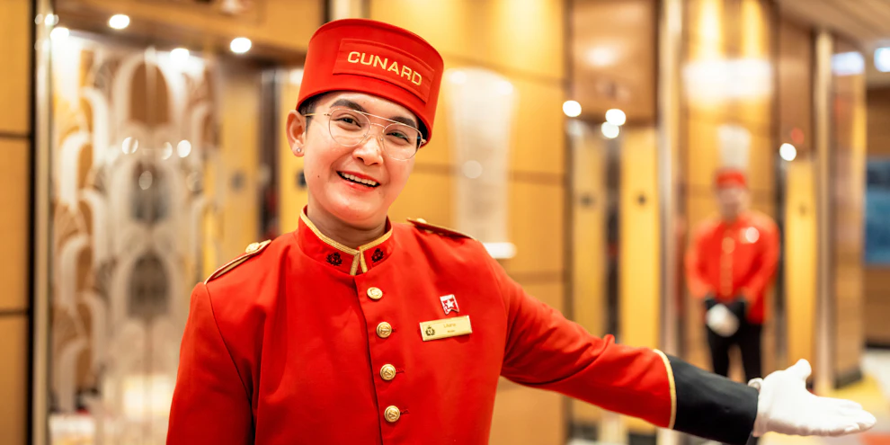 Cunard Cruises, Queen Anne crew, during boarding