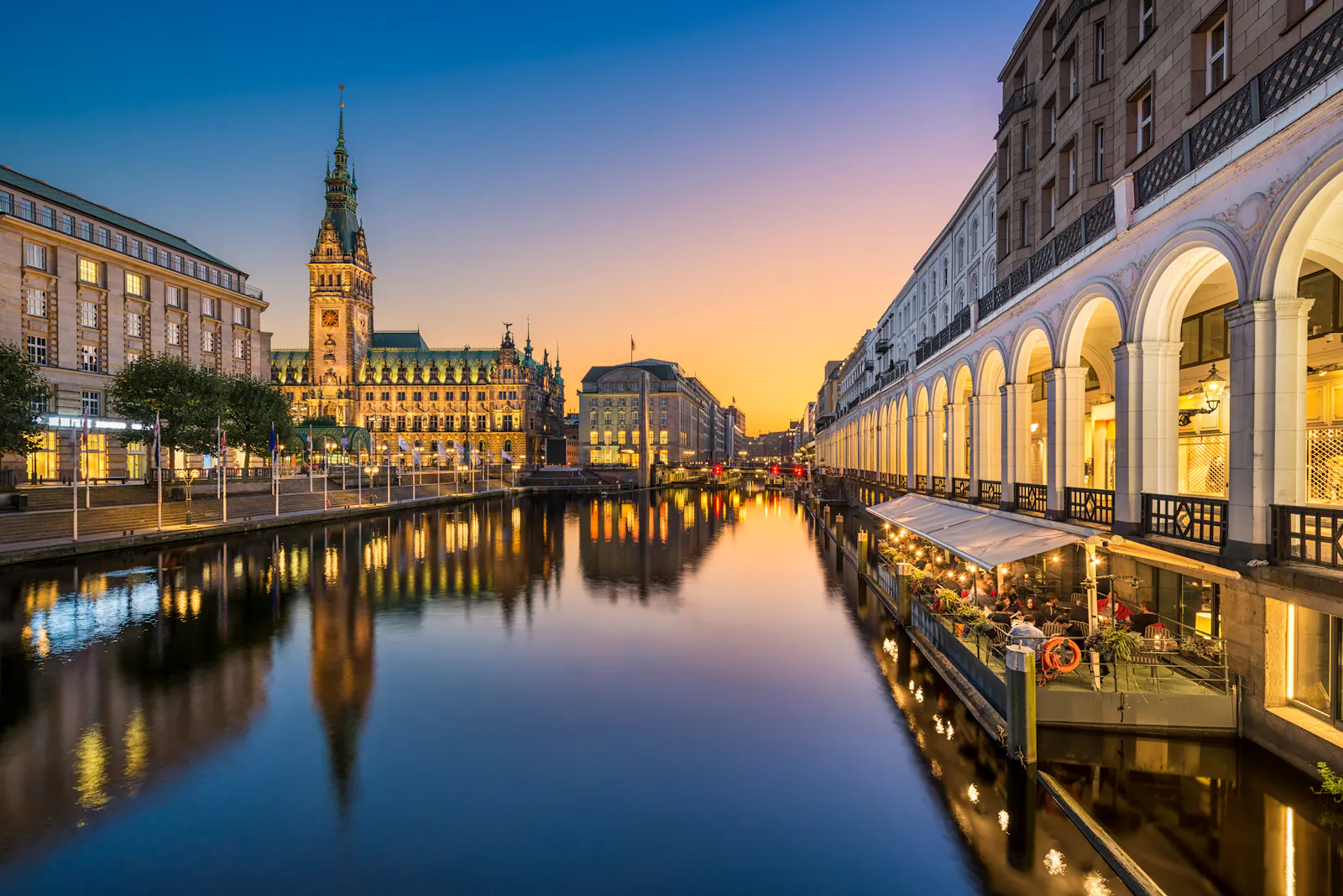 Hamburg, Germany river landscape shot