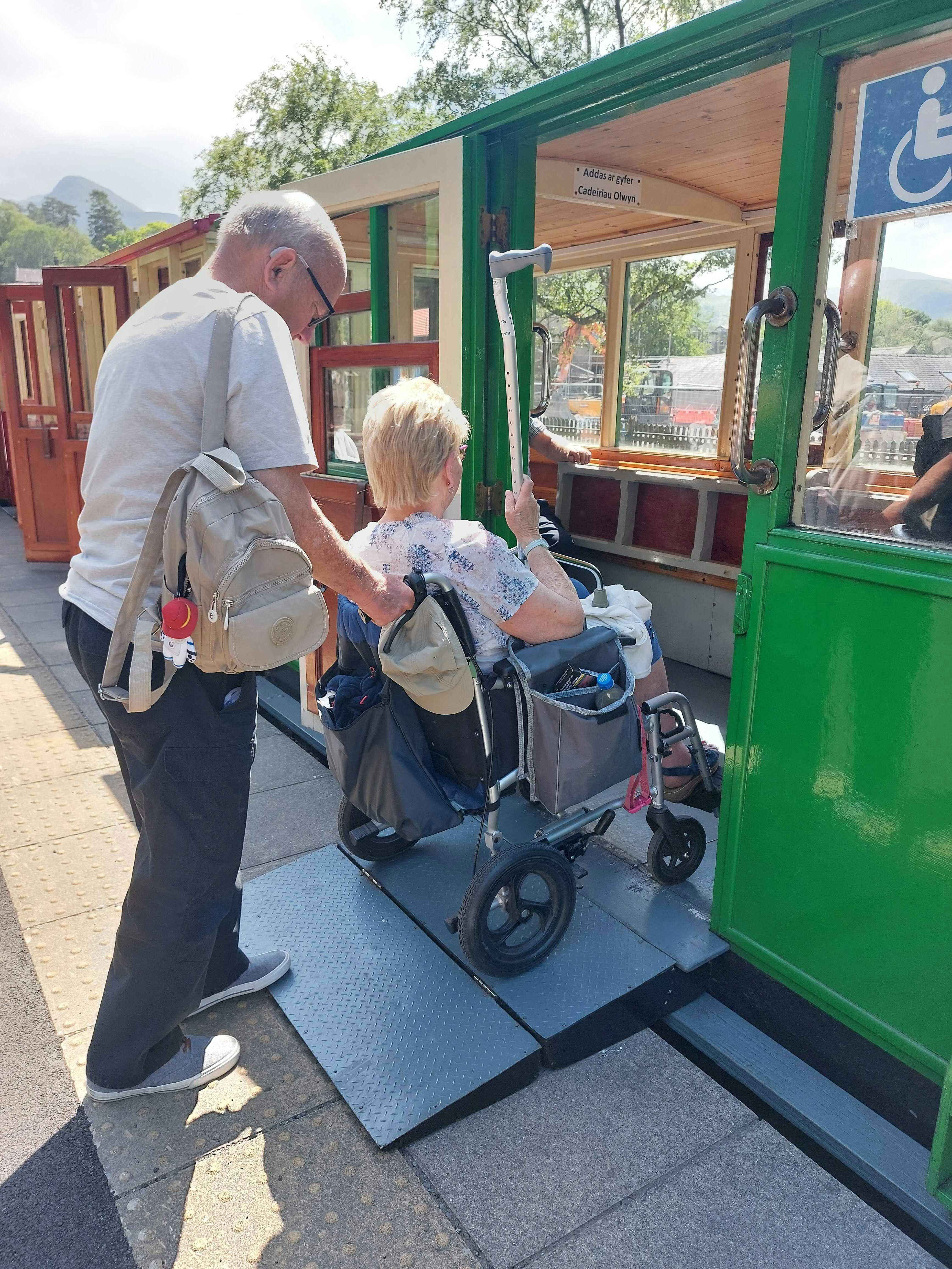 Customers boarding the Llanberis Train in Wales