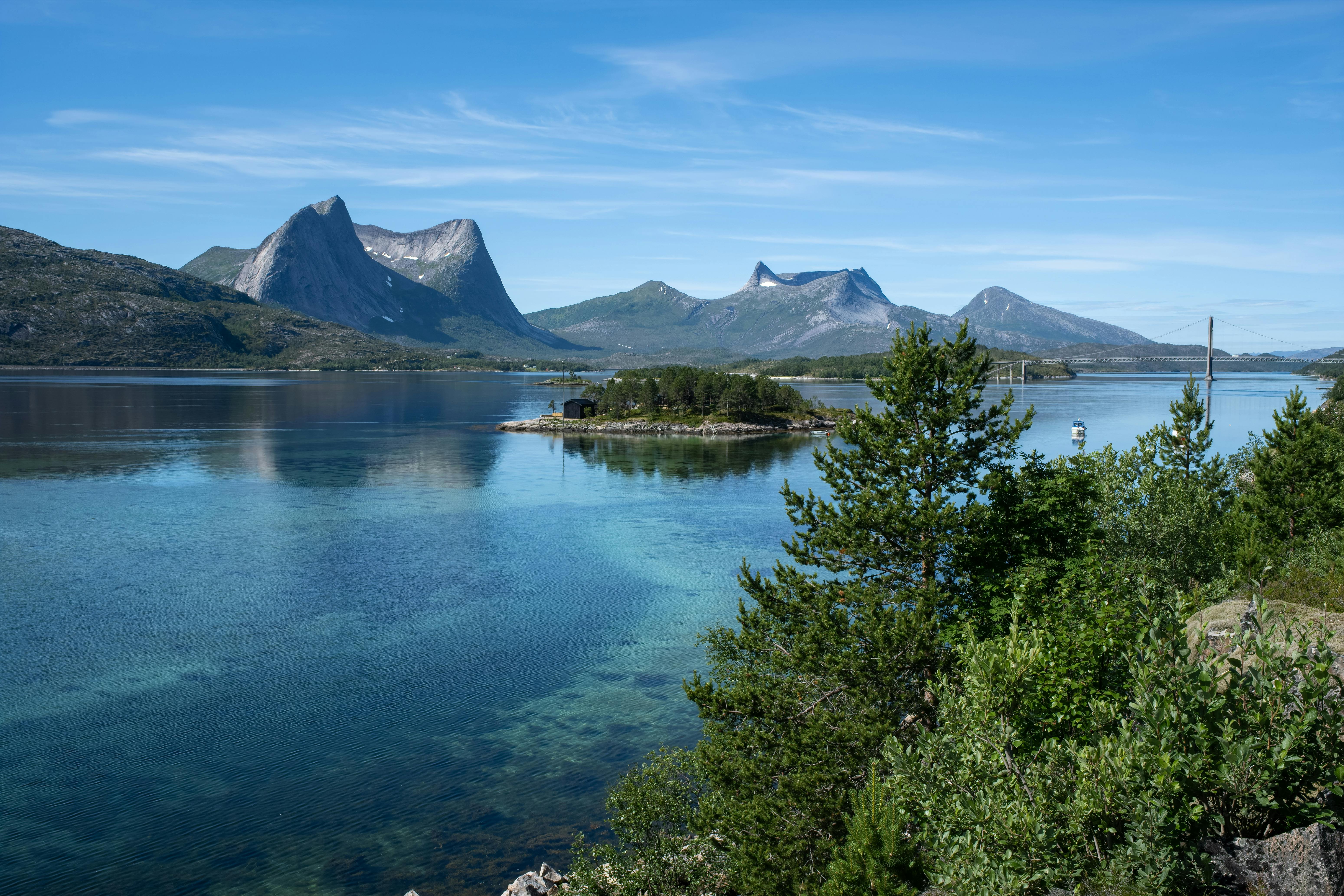 Narvik norway, Landscape shot of Fjord and Moutains
