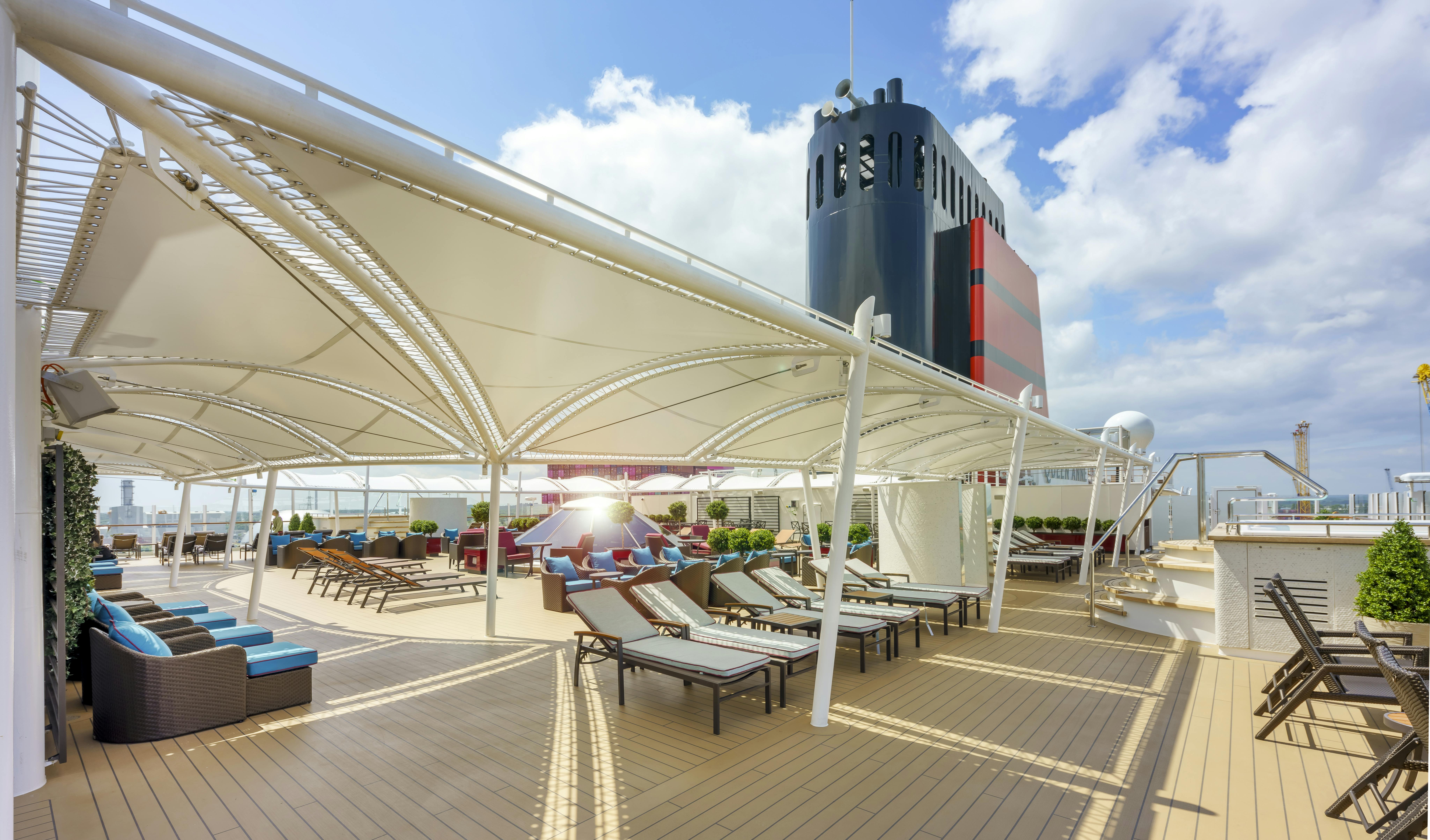 Top deck onboard Cunard Queen Anne ship