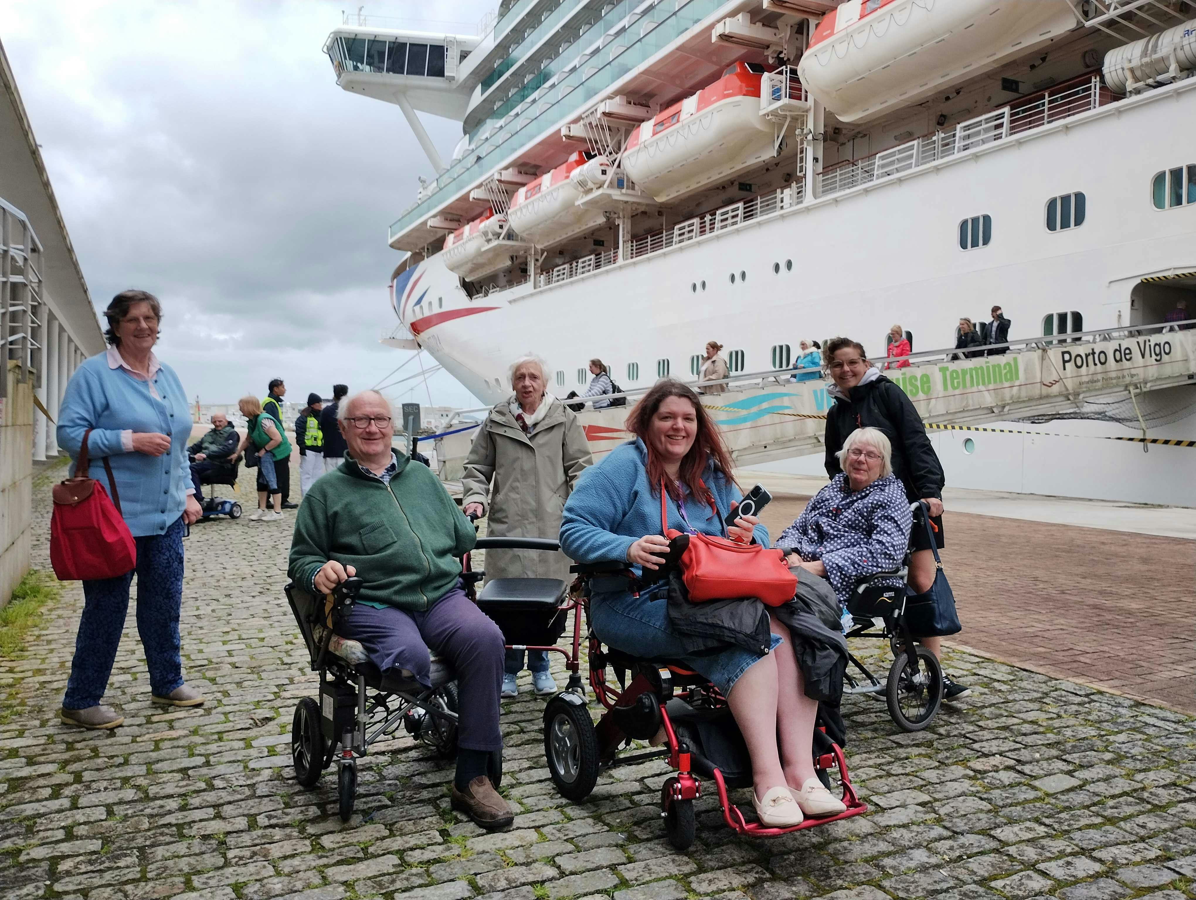 Cruise customers disembarking in Vigo Spain