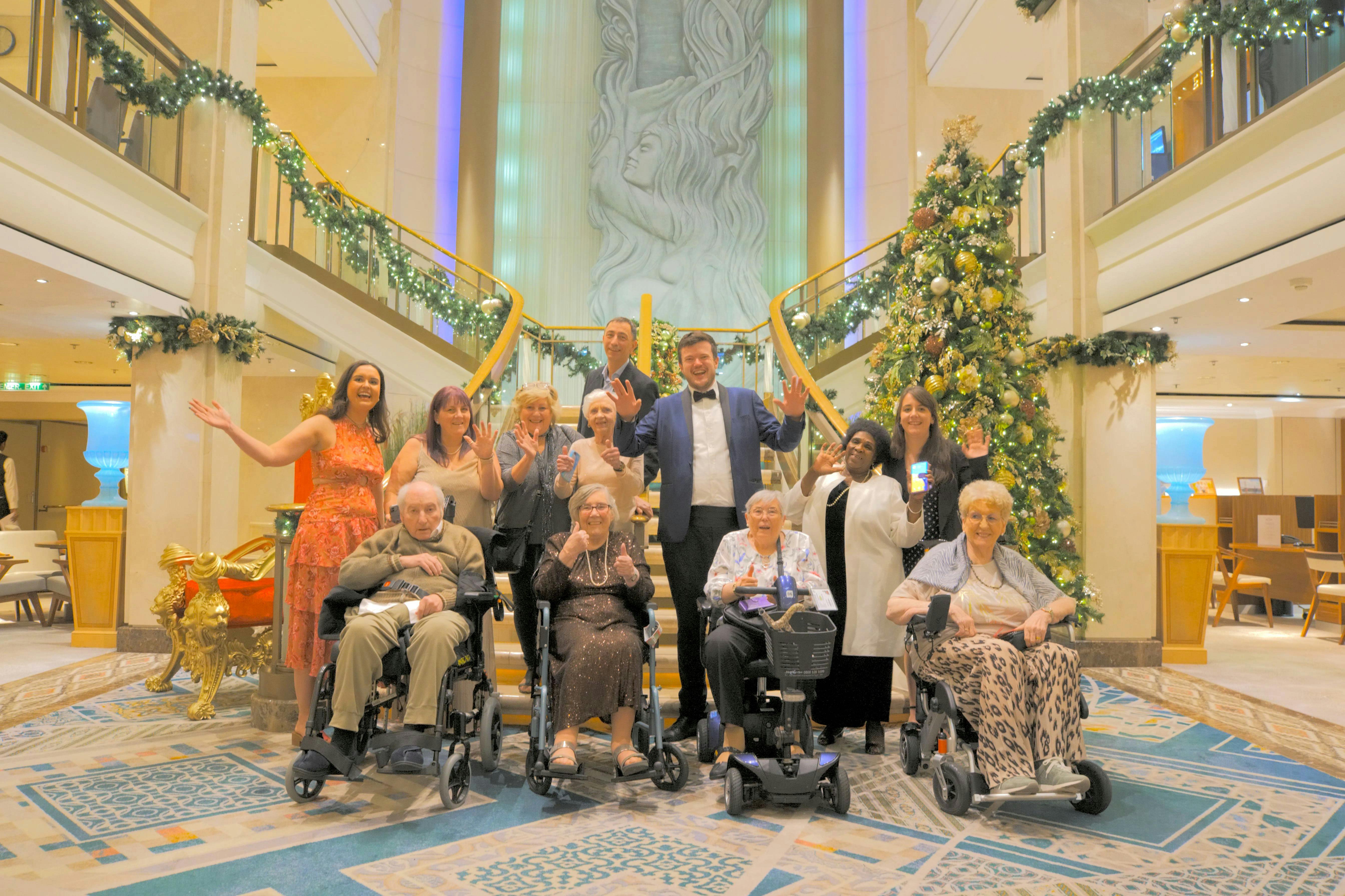 Customers and Staff dressed up for a Festive night on a P&O cruise