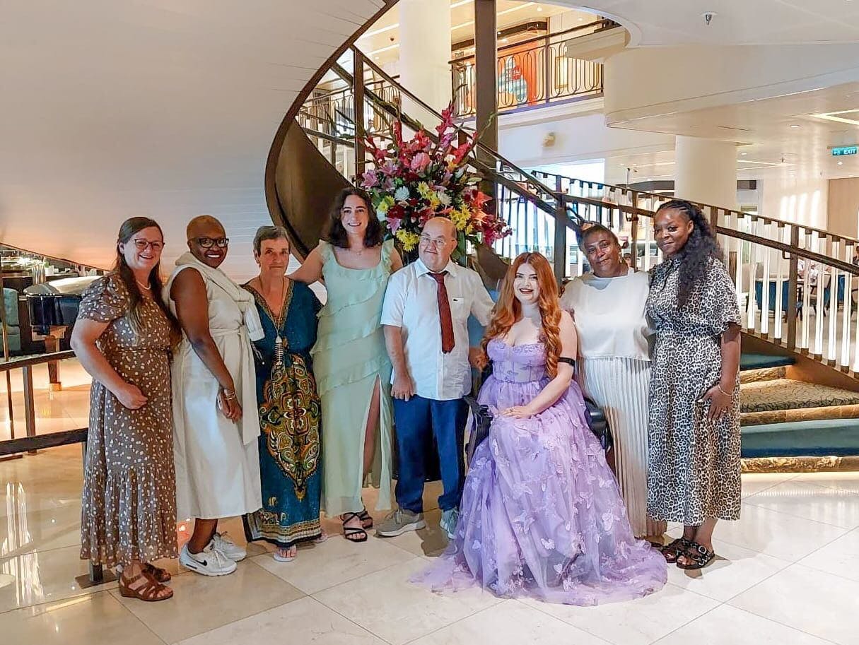 Customers and staff dressed for dinner of the P&O Britannia