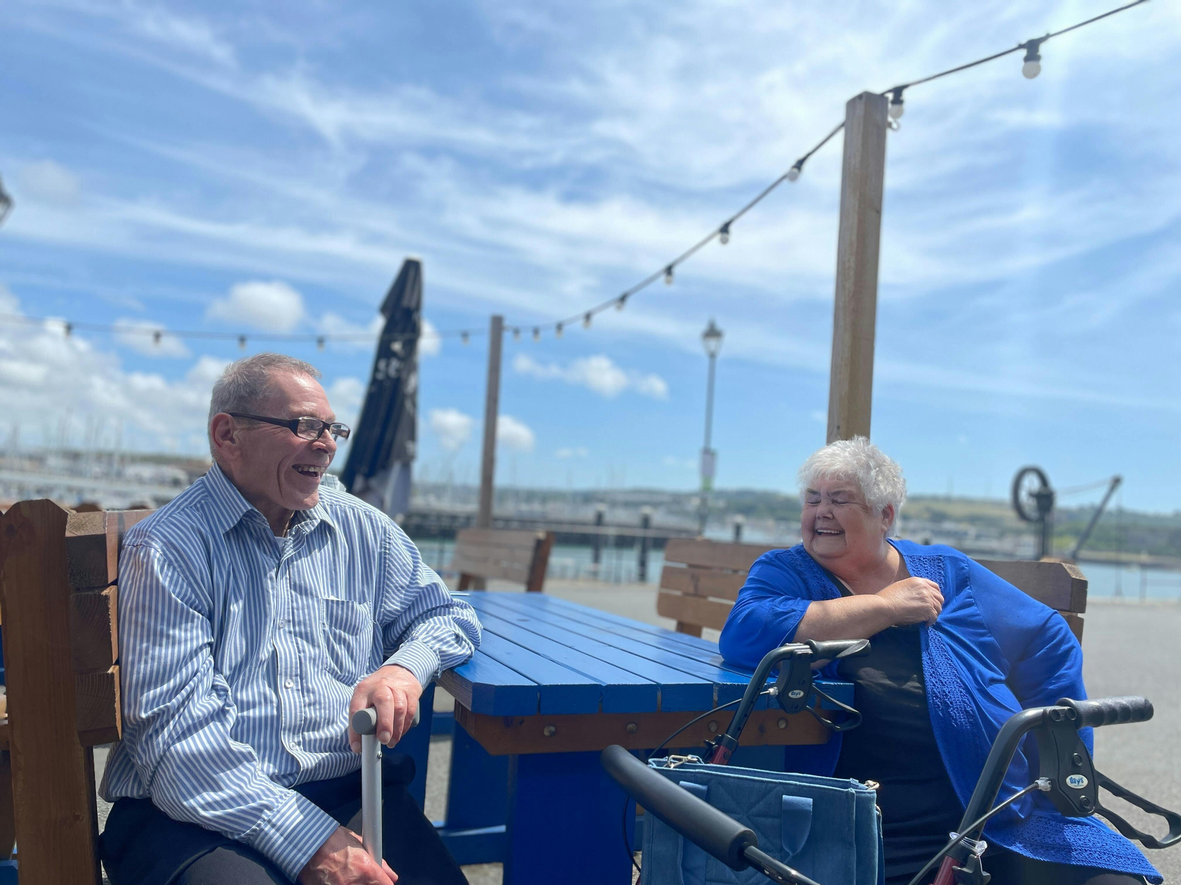 Disabled holidays Cornwall & Devon - guests enjoying the sunshine