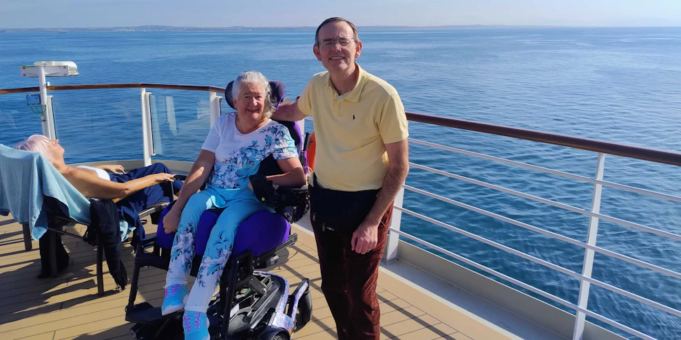 Cruise customers on deck Cunard Queen Anne