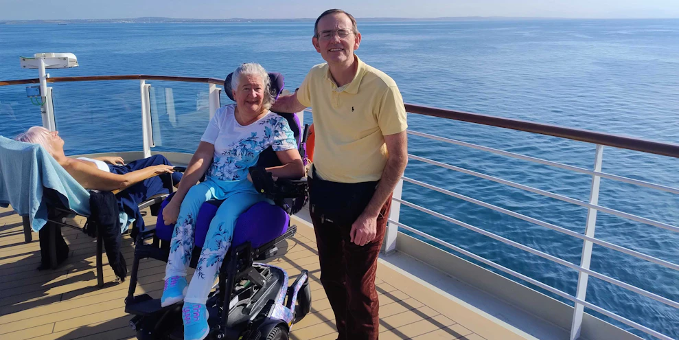 Cruise customers on deck Cunard Queen Anne