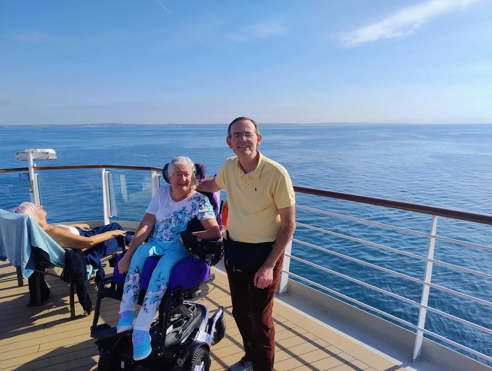 Cruise customers on deck Cunard Queen Anne