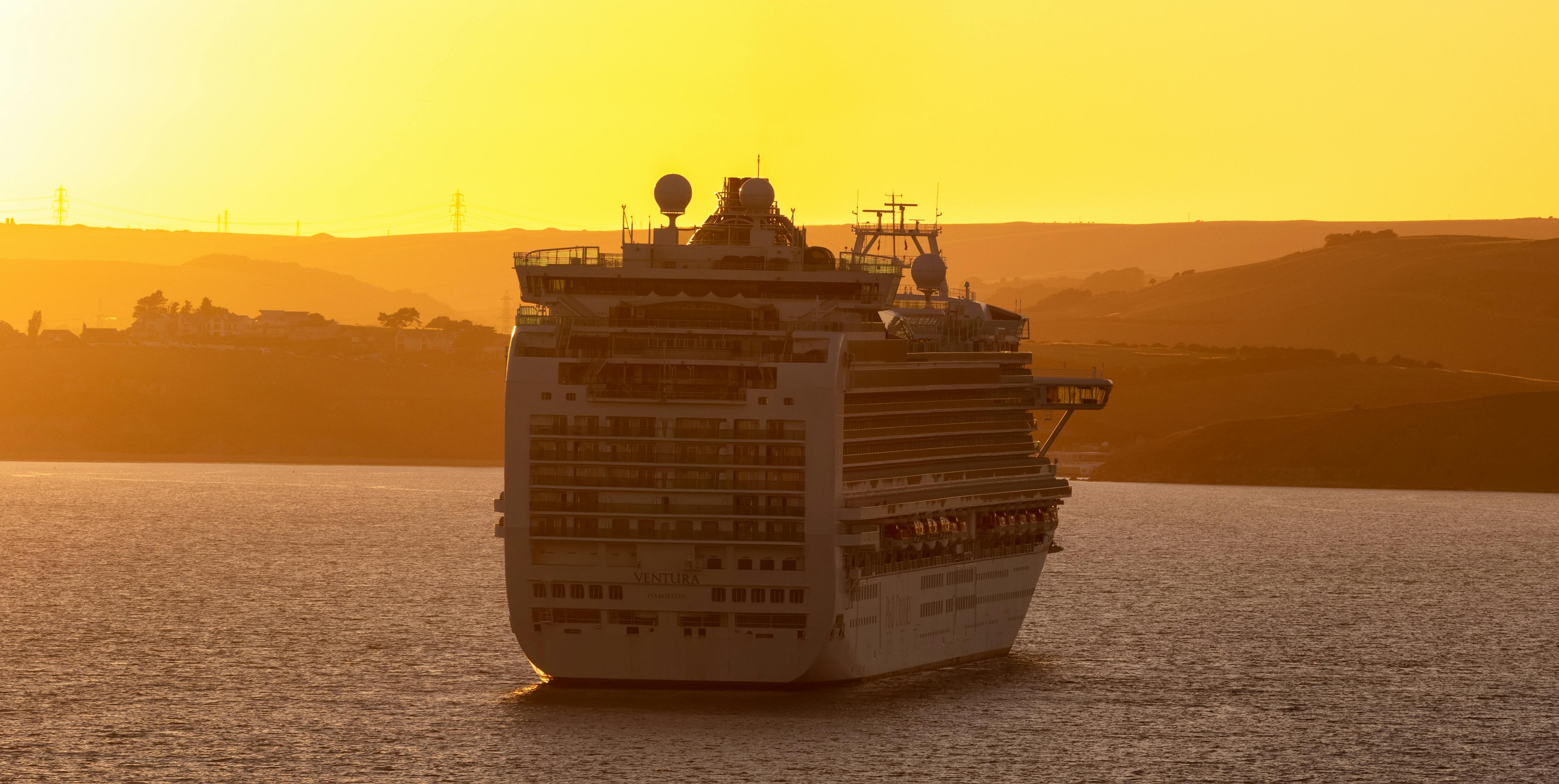 P&O Ventura at sea in the sunset
