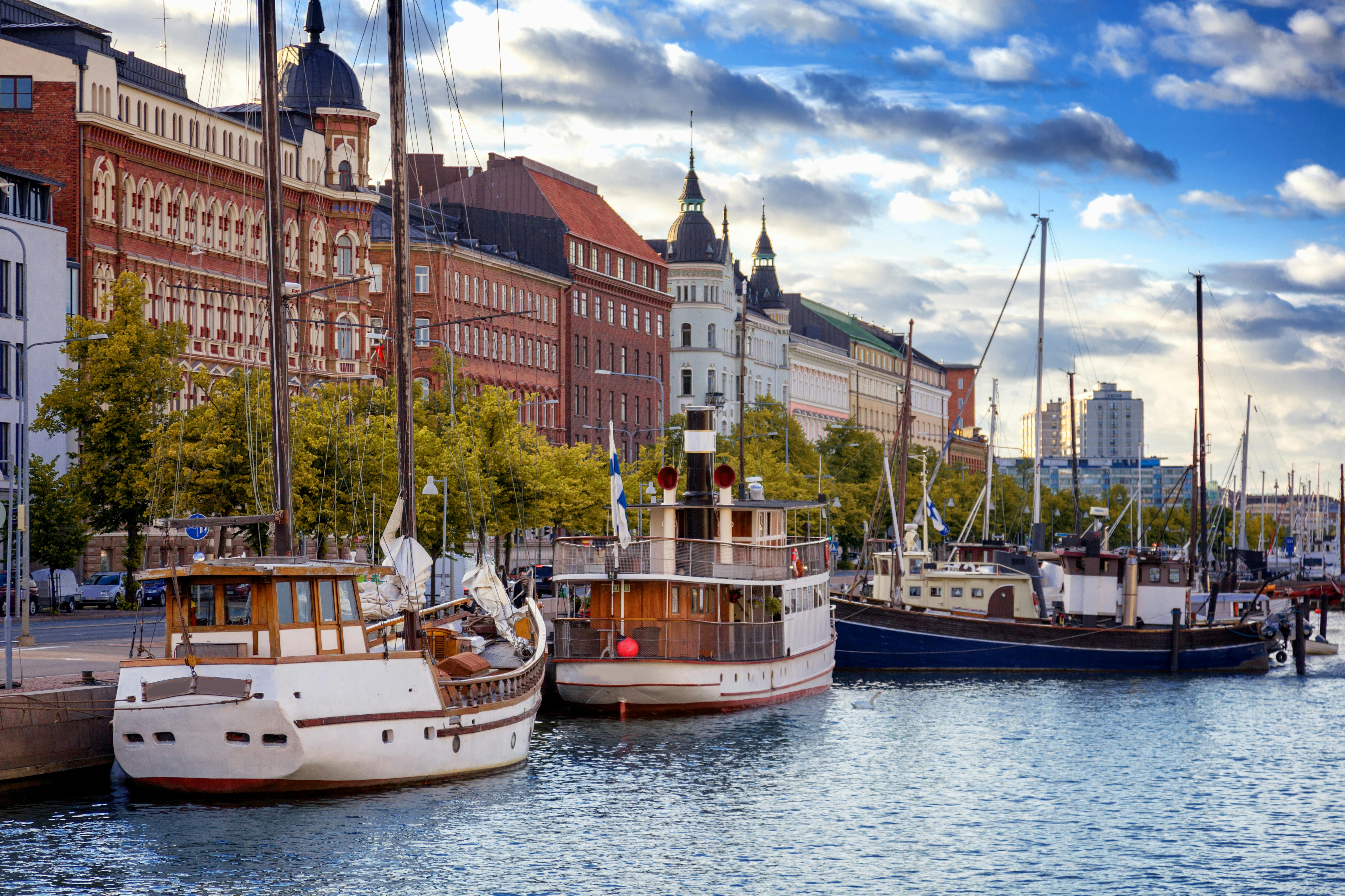Helsinki Finland landscape image of small boats