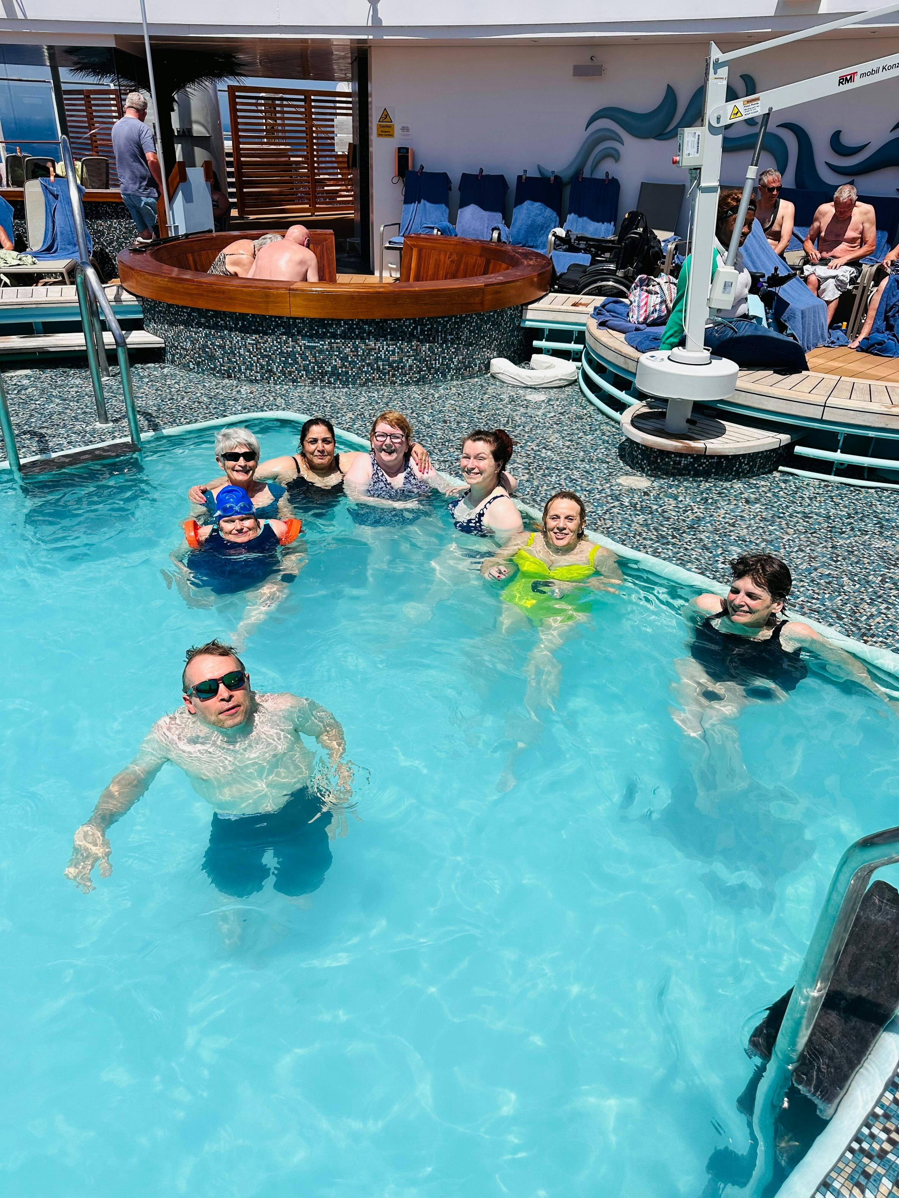 Limitless cruise customers enjoying the pool on a P&O cruise ship