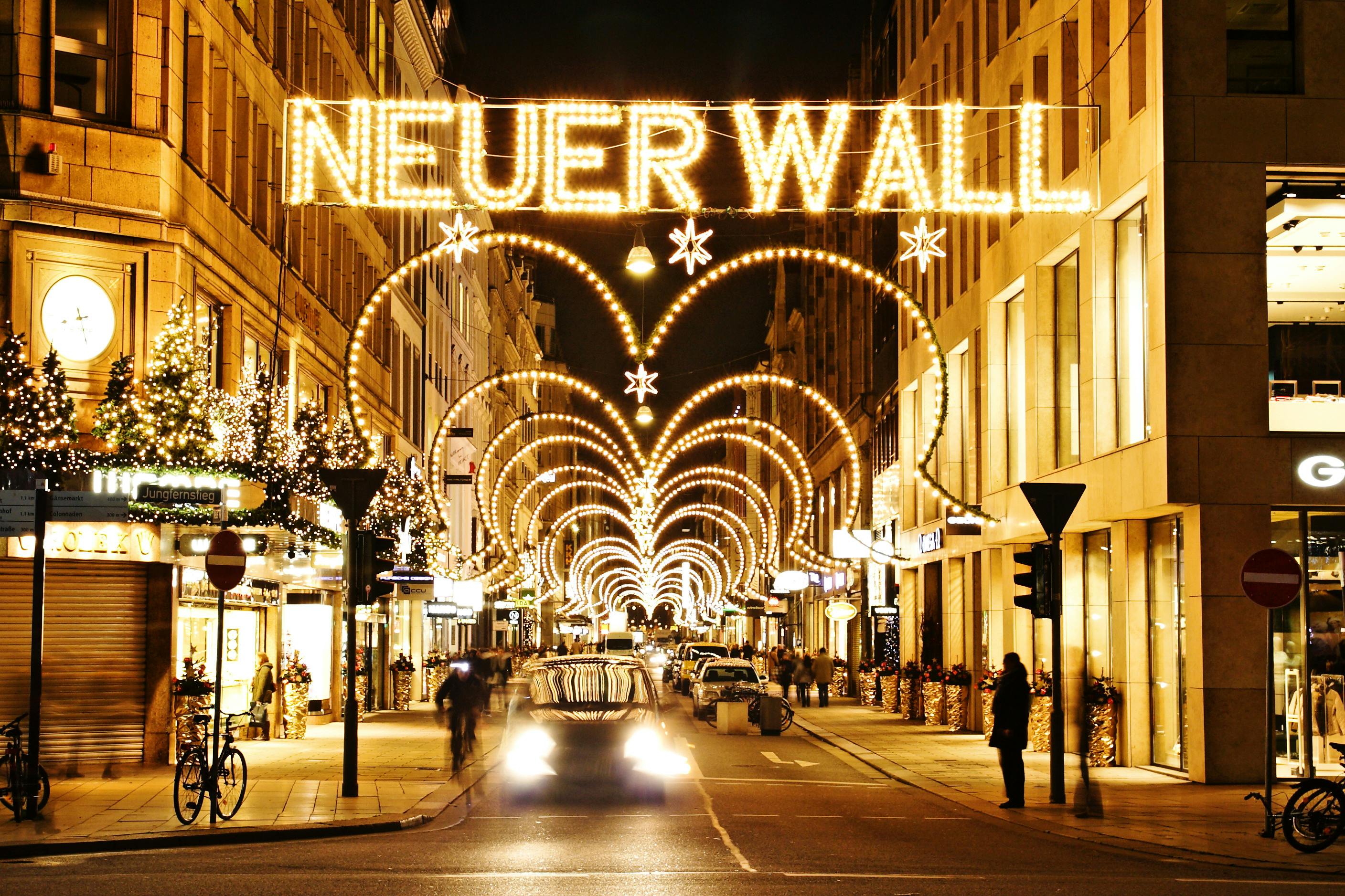 Hamburg Germany lights at Christmas