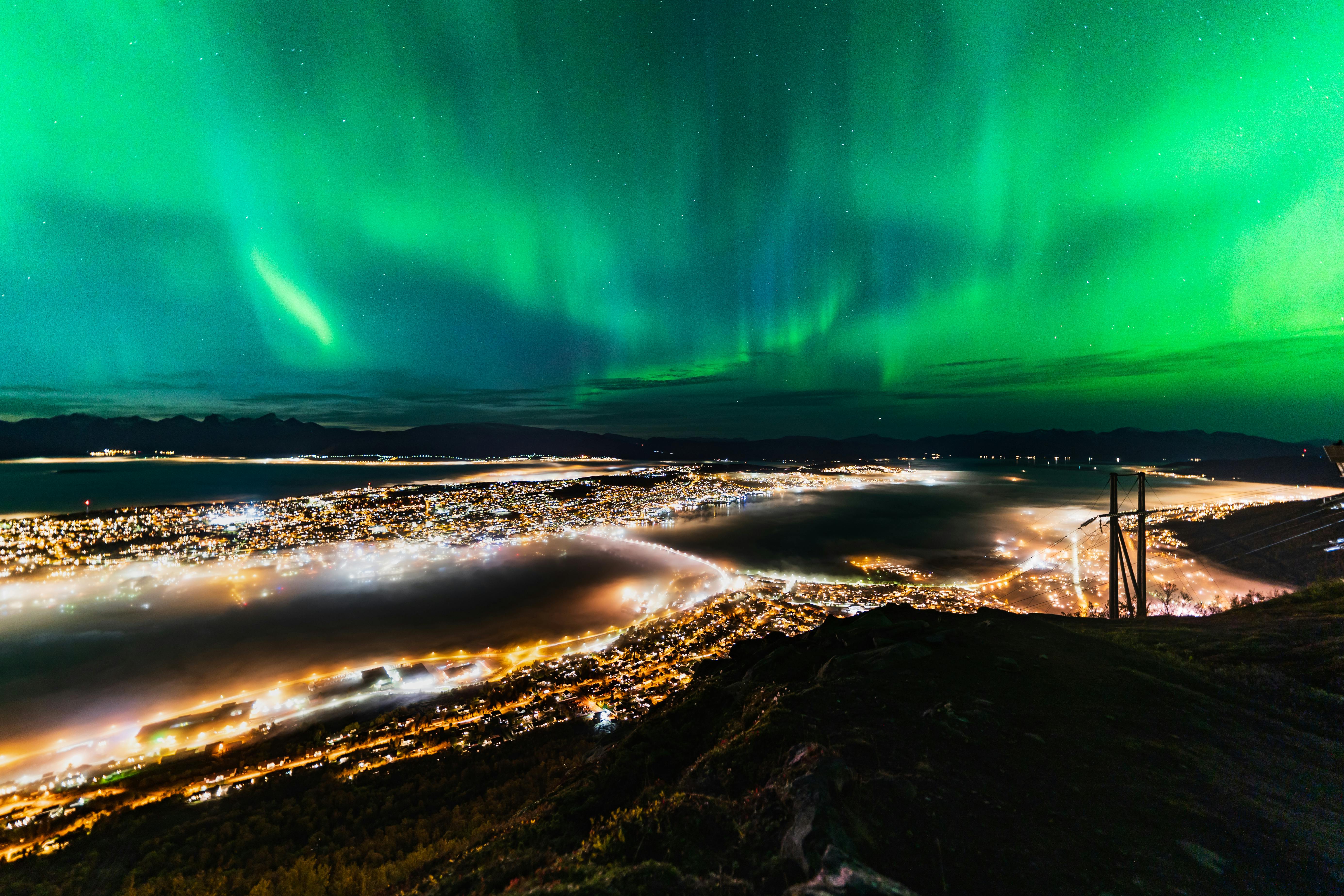 Tromso Norway at night with this northern Lights