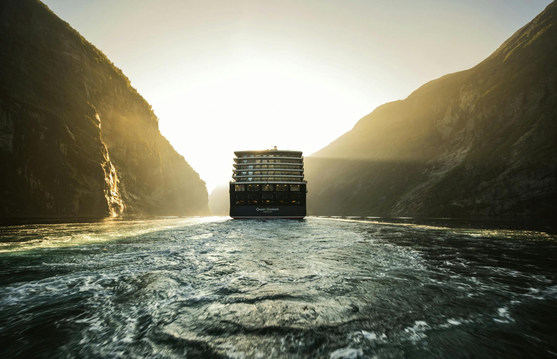 Cunard Cruises Queen Elizabeth ship at sea