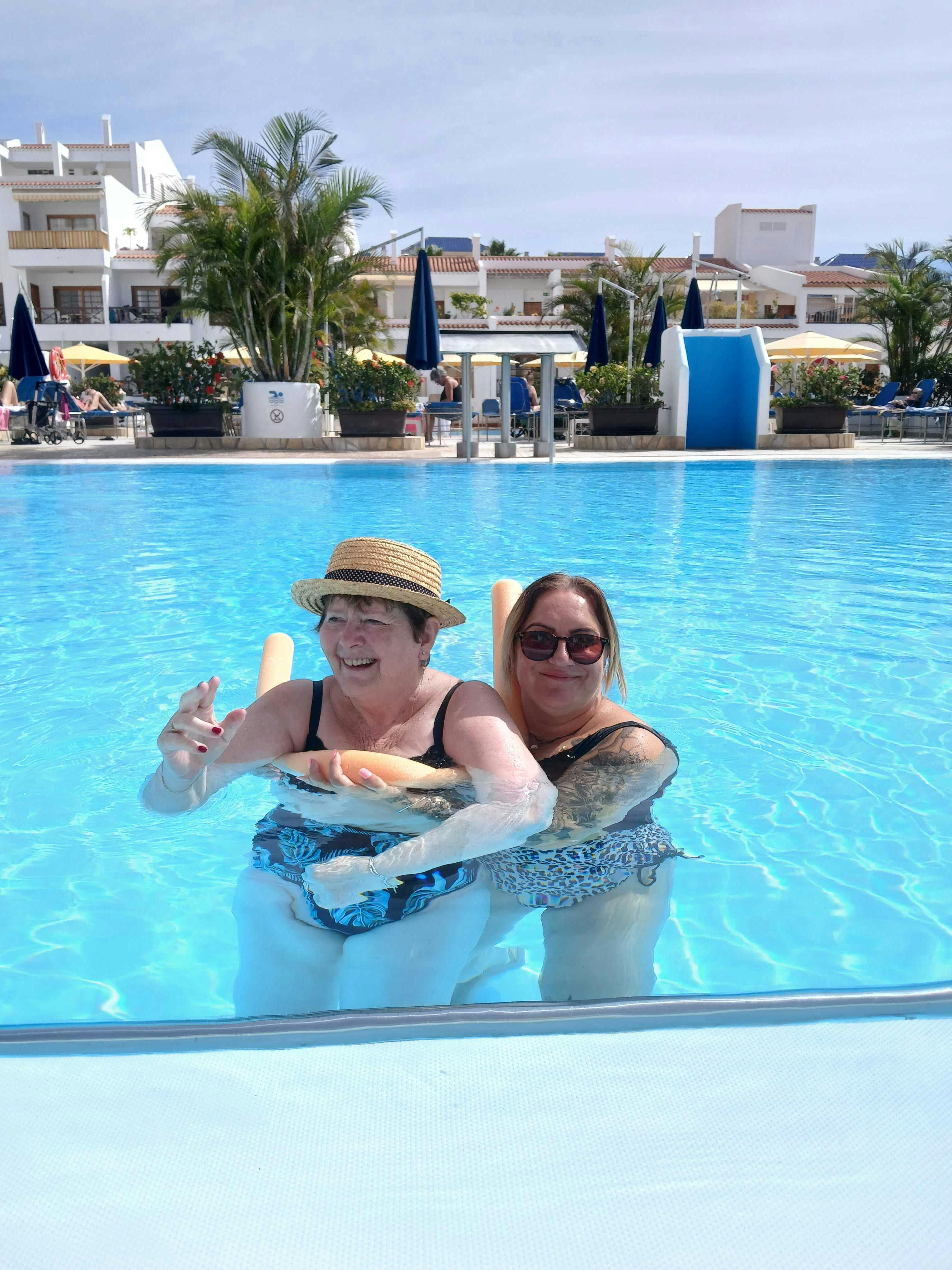 Customers & staff in Tenerife hotel pool