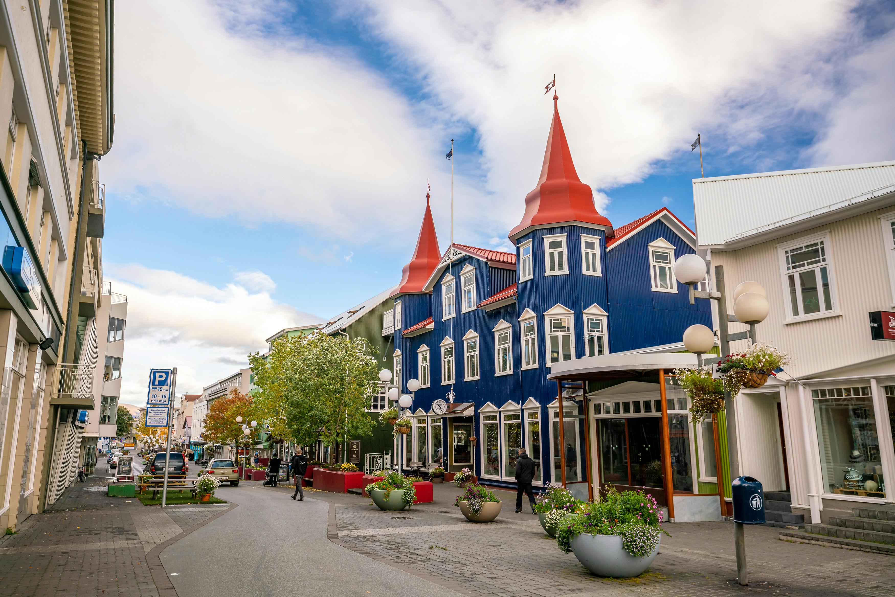 Akureyri, Iceland Colourful street view