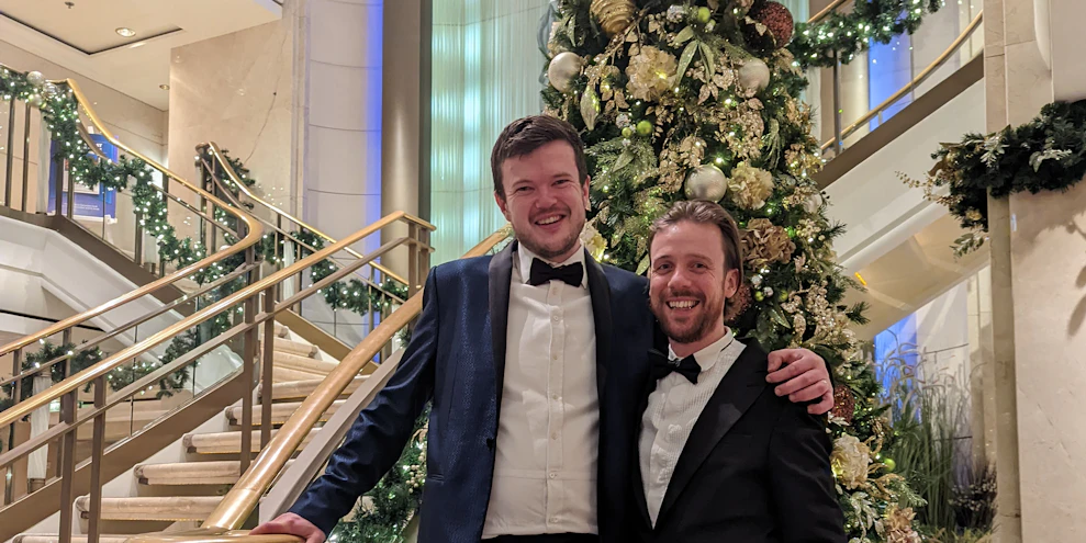 Customers about to enjoy a festive evening onboard a P&O cruise