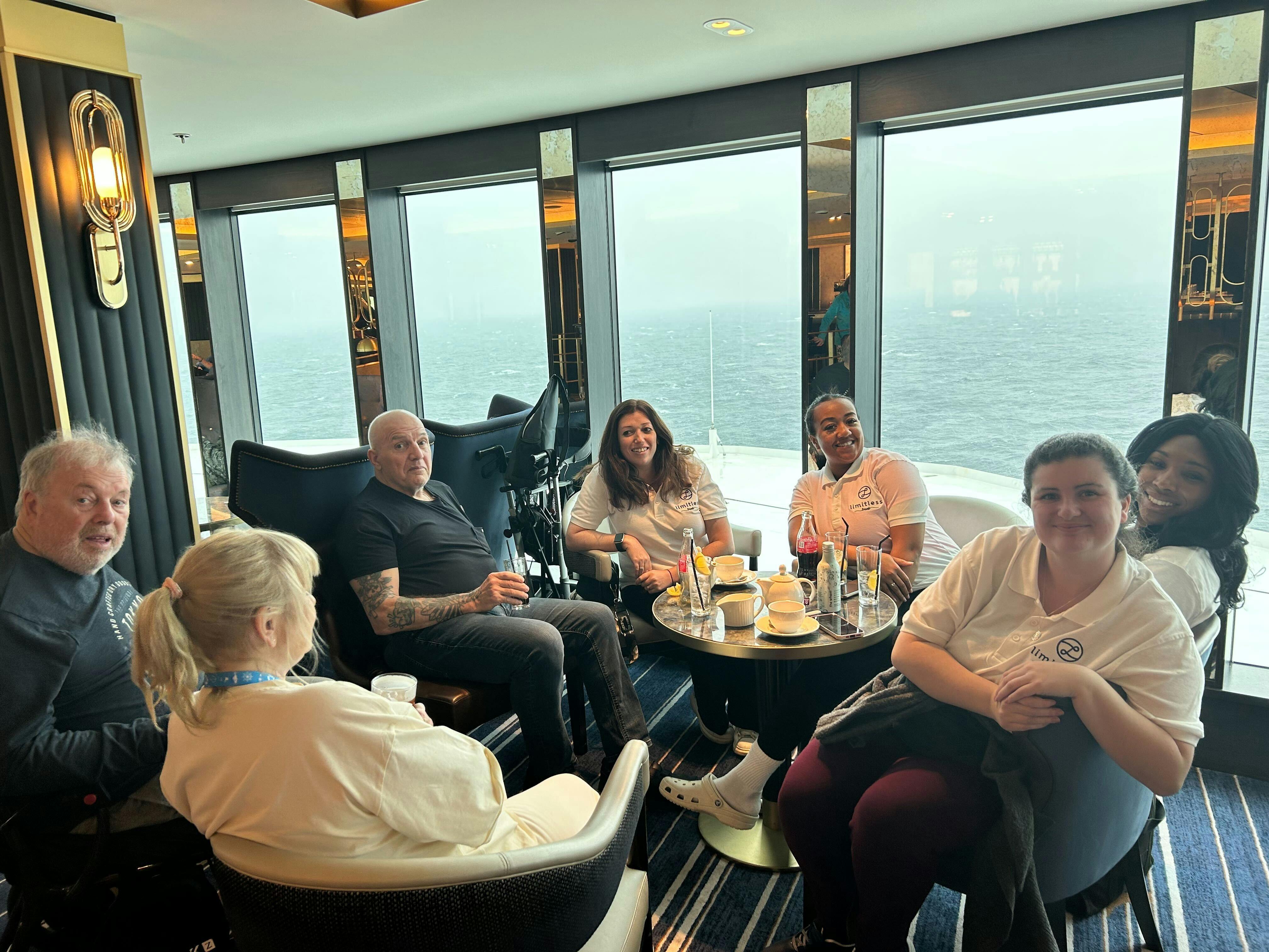 Limitless staff and customers enjoying tea on a P&O cruise