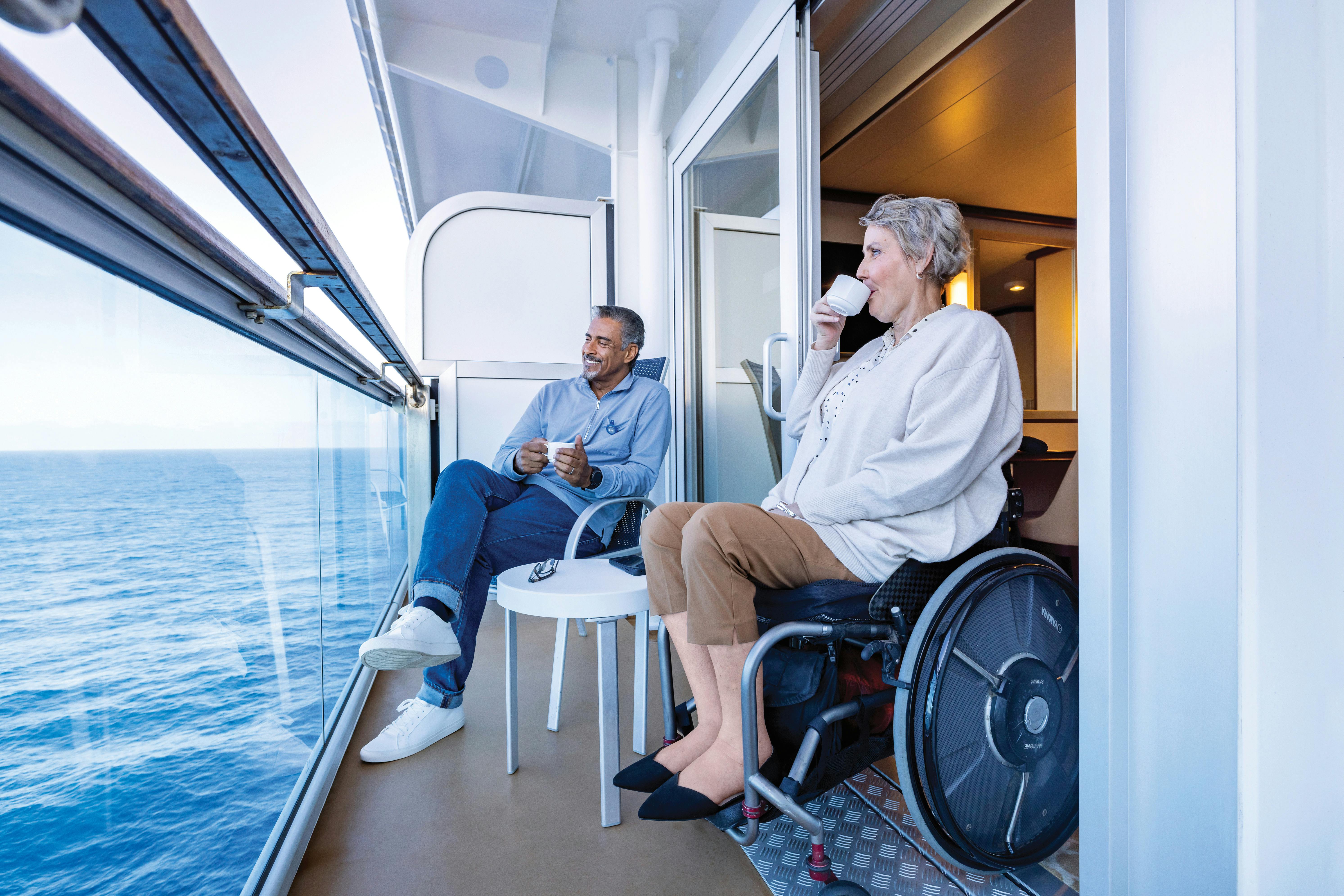 Cruise customers enjoying their balcony Majestic Princess