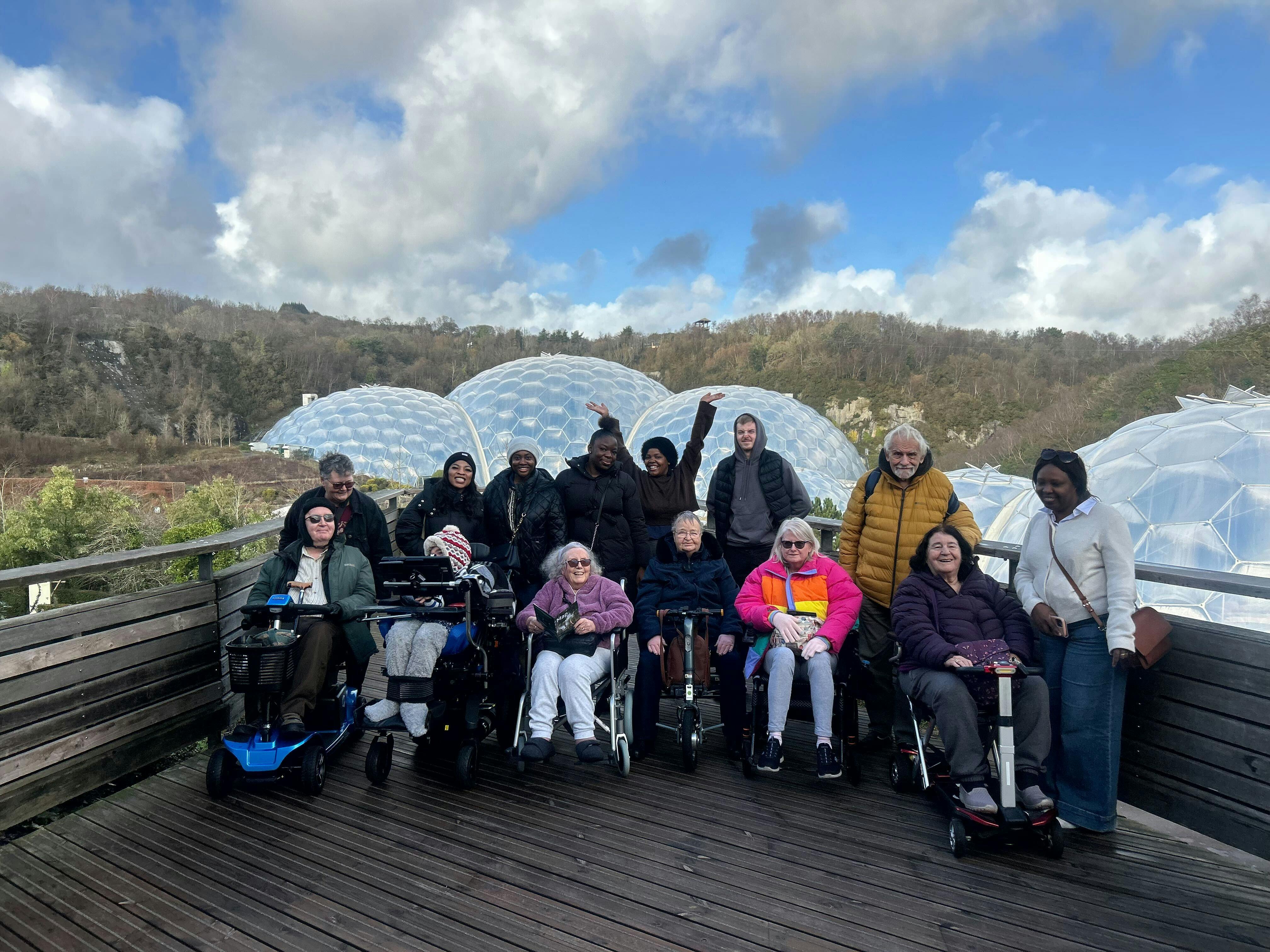 Guests and Limitless team in a group photo in front while at the Eden Project in Cornwall.