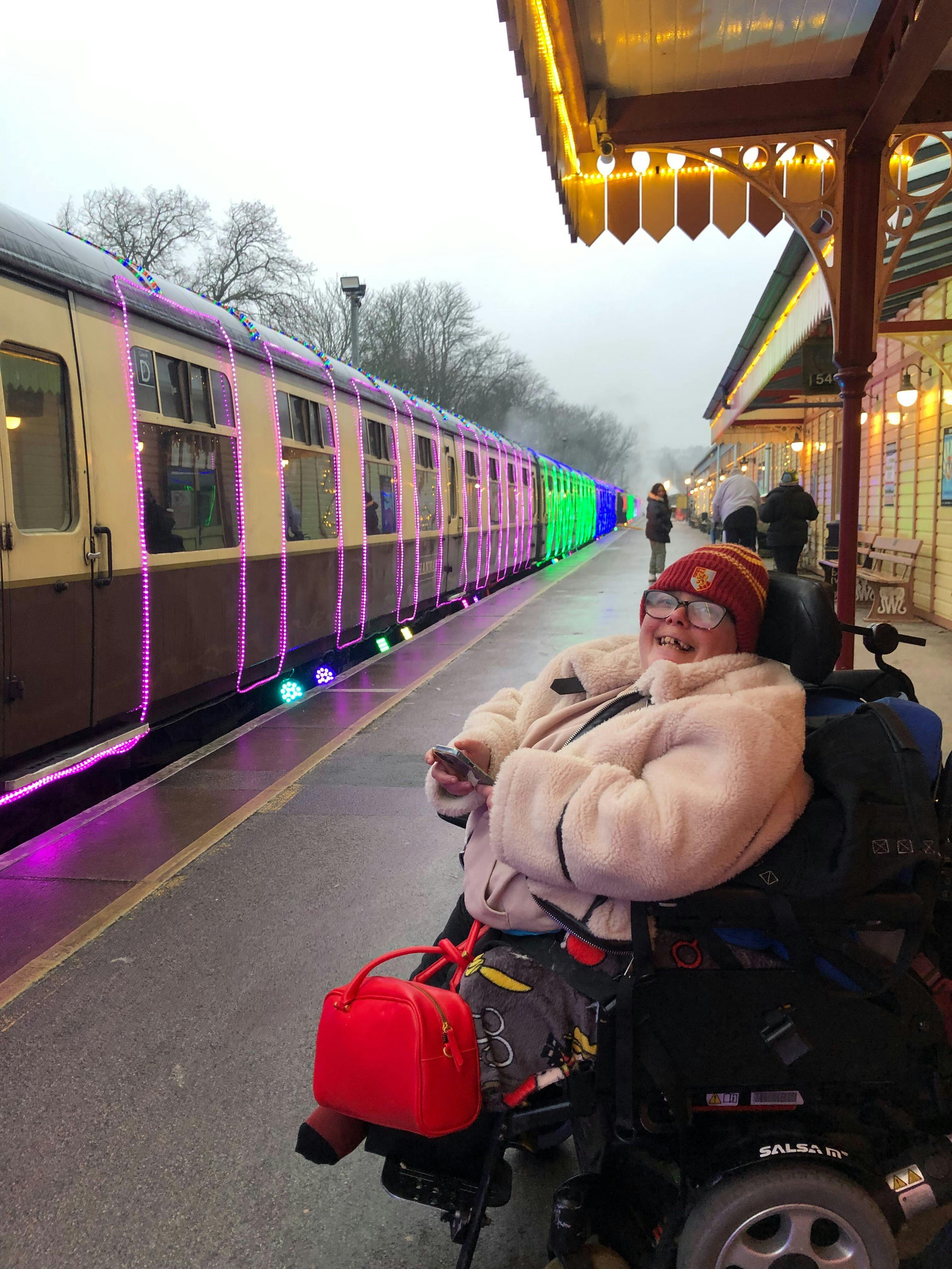 Customer ready to board the train of lights