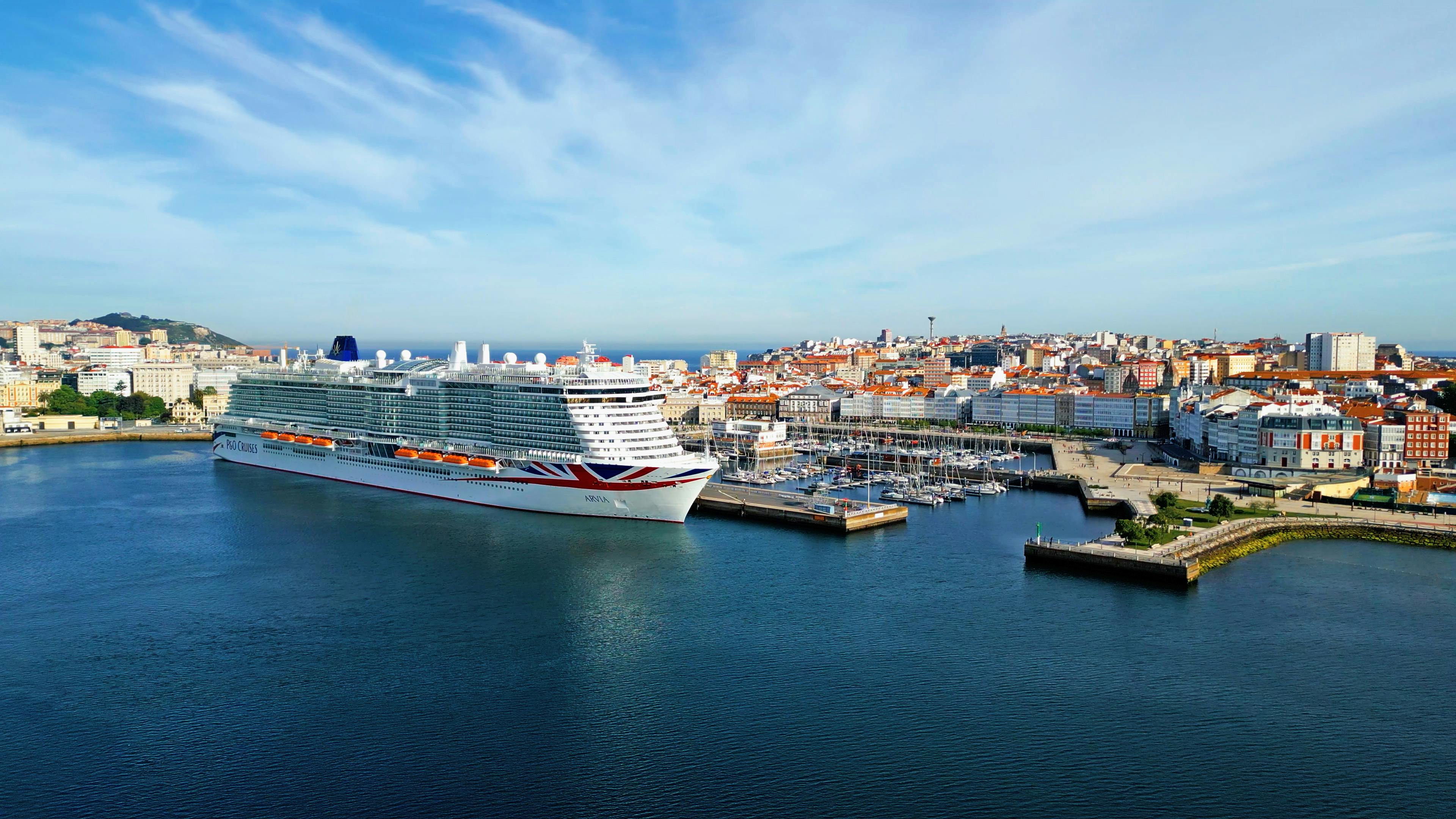 P&O Arvia arriving into port at a Coruna, Spain