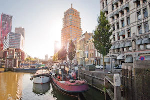 Rotterdam landscape shot of small boats