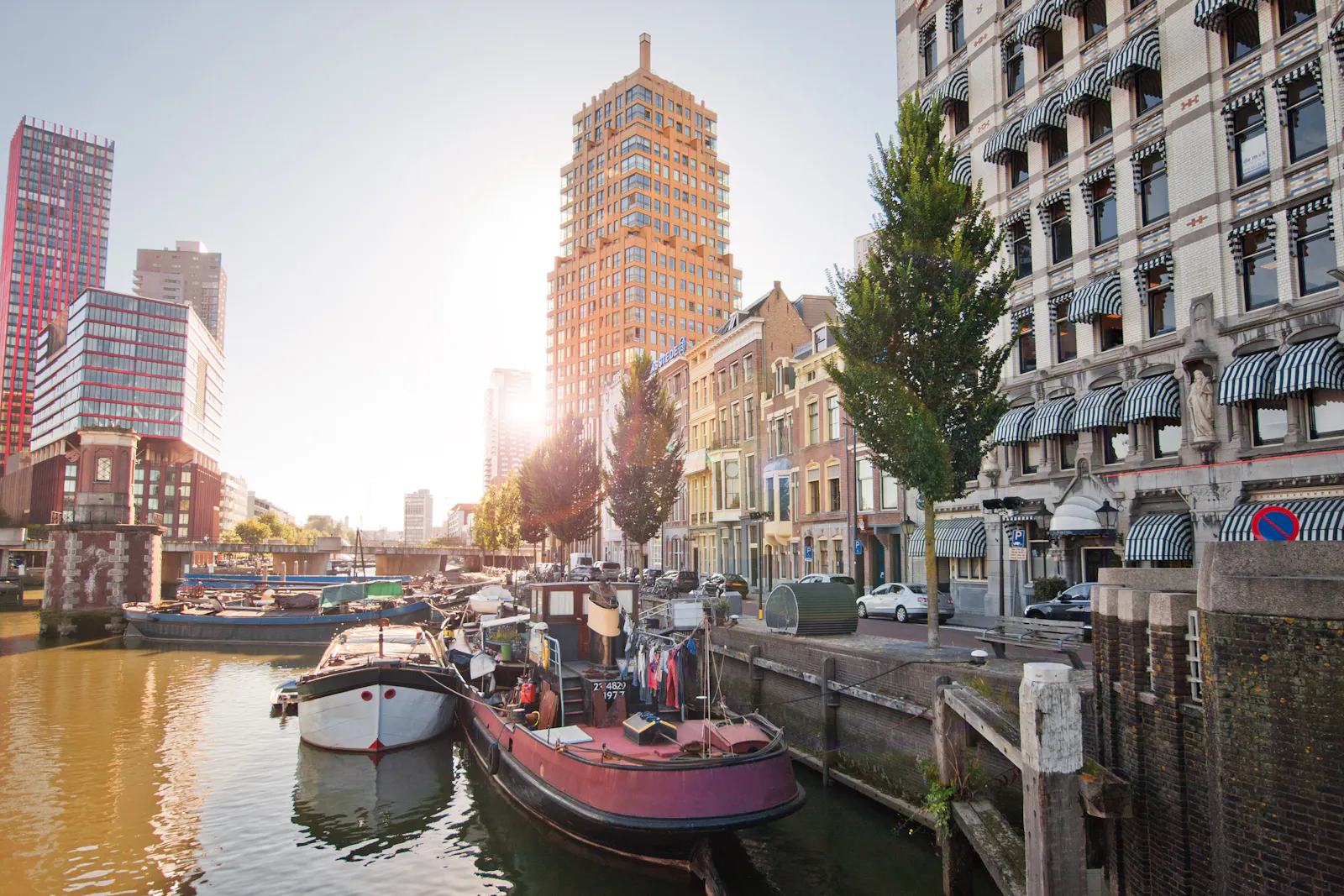 Rotterdam landscape shot of small boats
