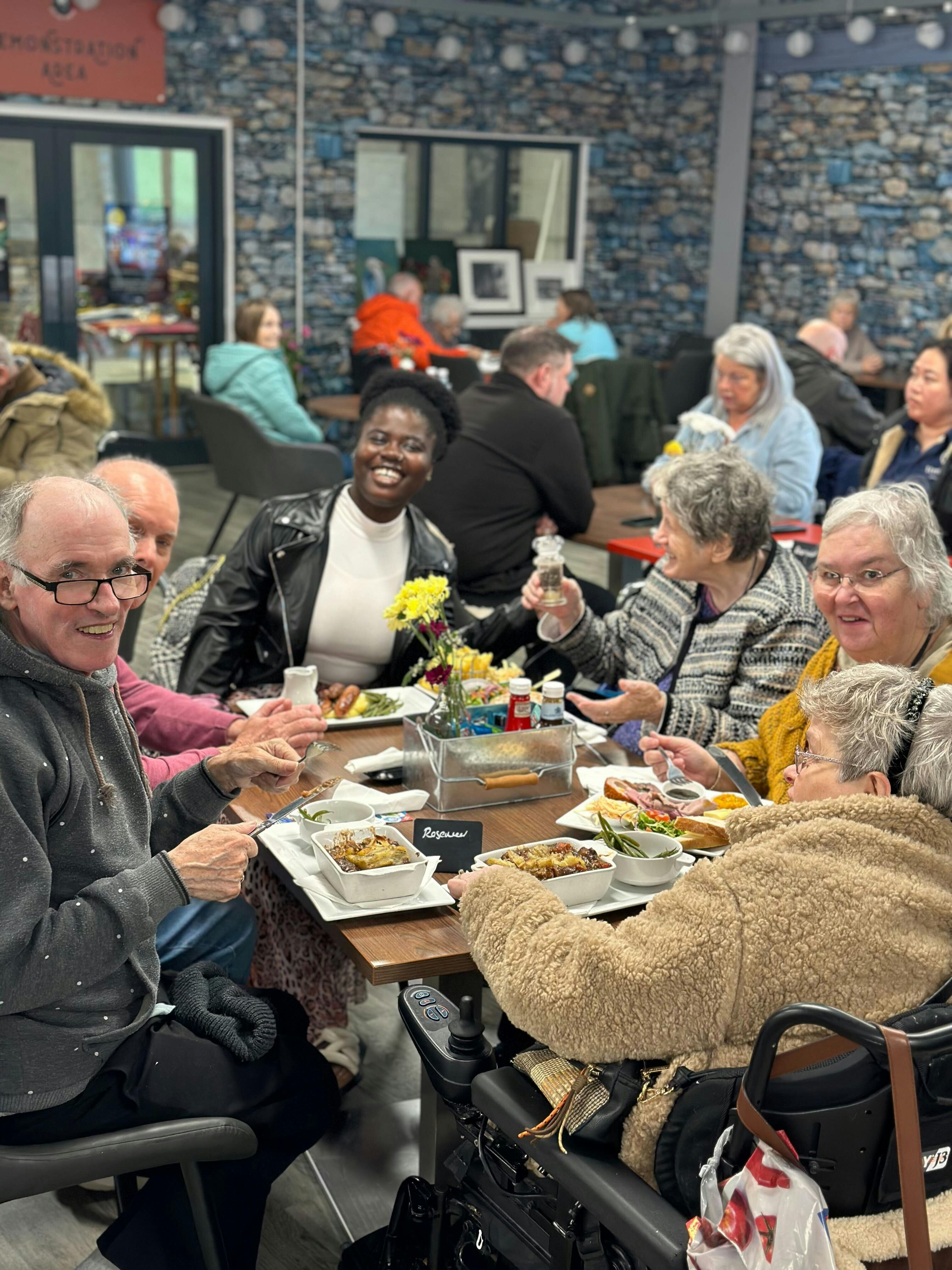 Customers enjoying lunch at Lakeland Farm