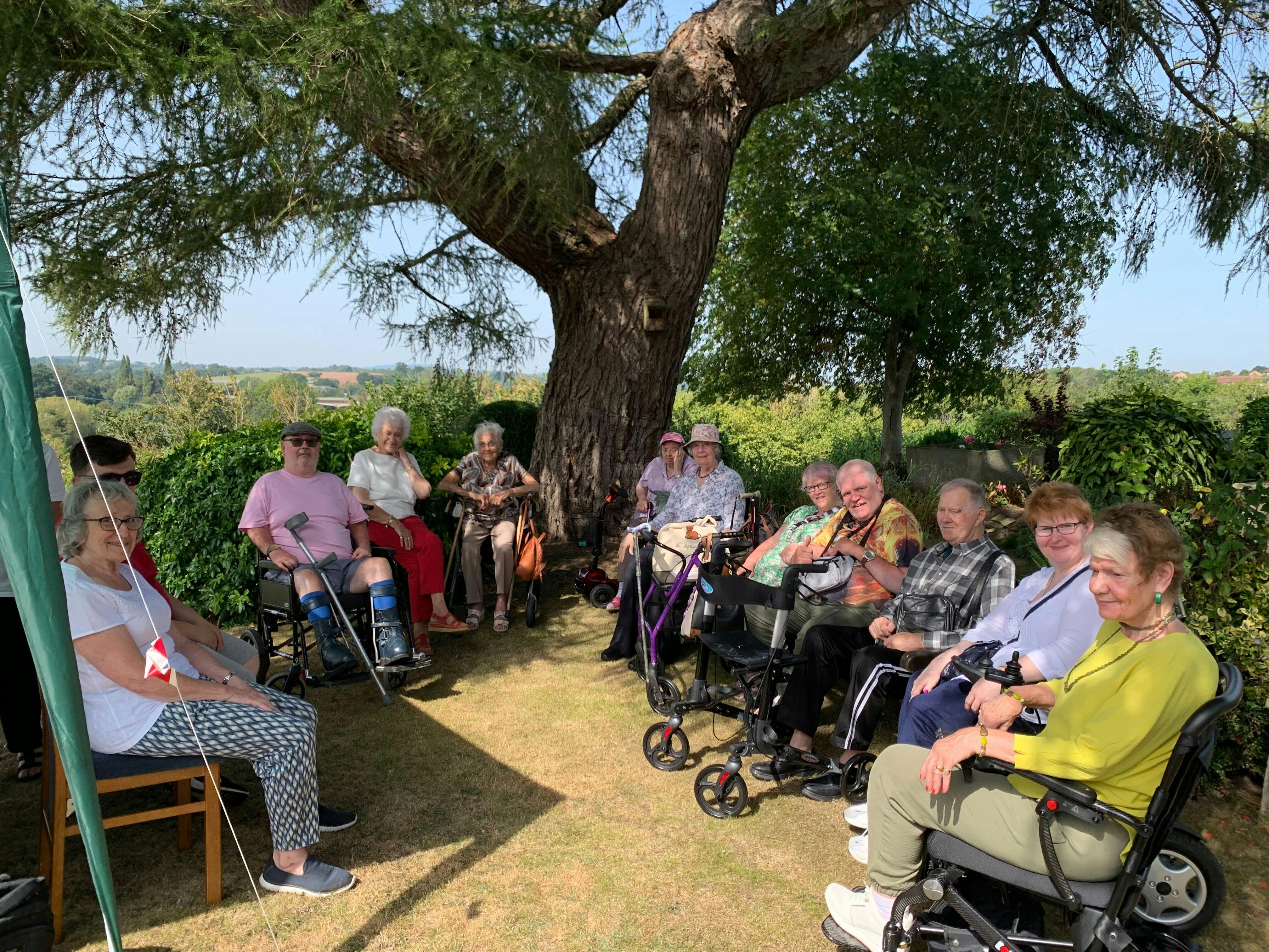 Customer on a coach holiday in the Cotswolds