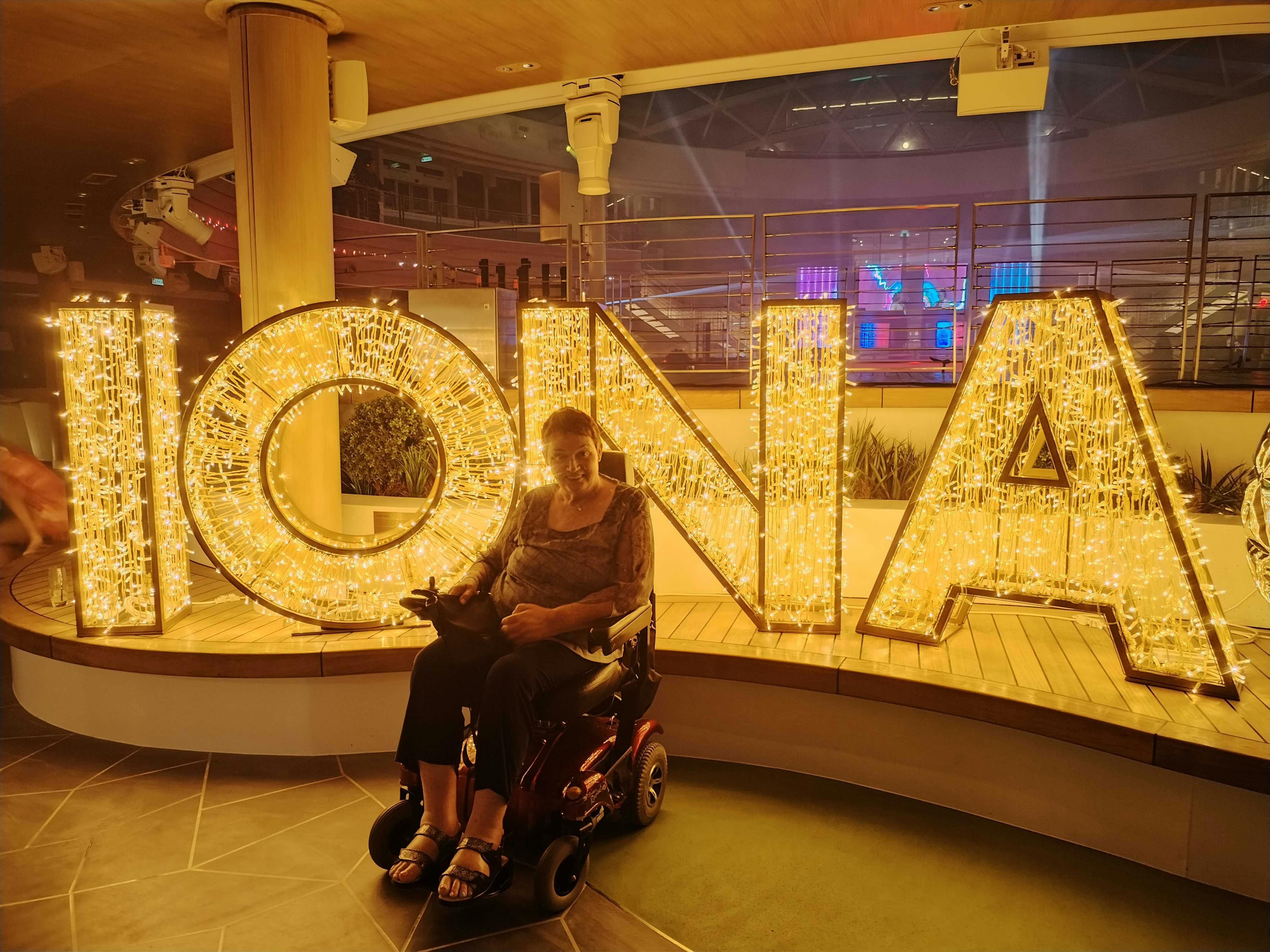 Customer on the P&O Iona cruise ship on a festive cruise