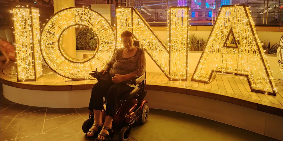 Customer on the P&O Iona cruise ship on a festive cruise