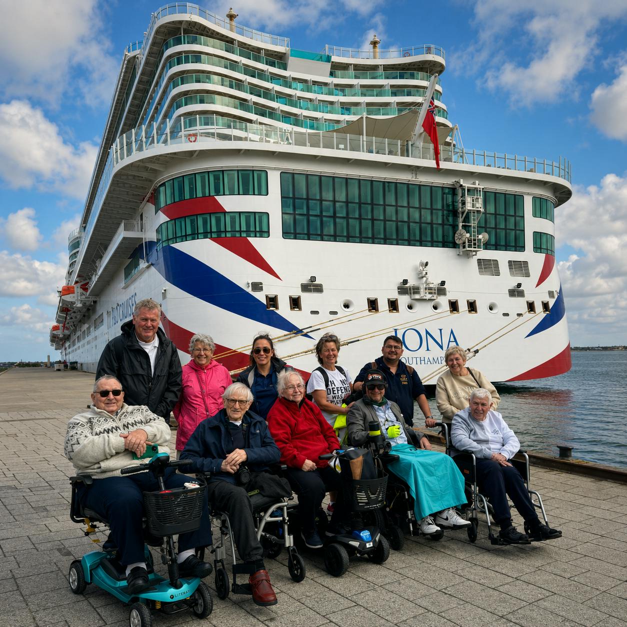 Cruise customers in front of P&O Iona
