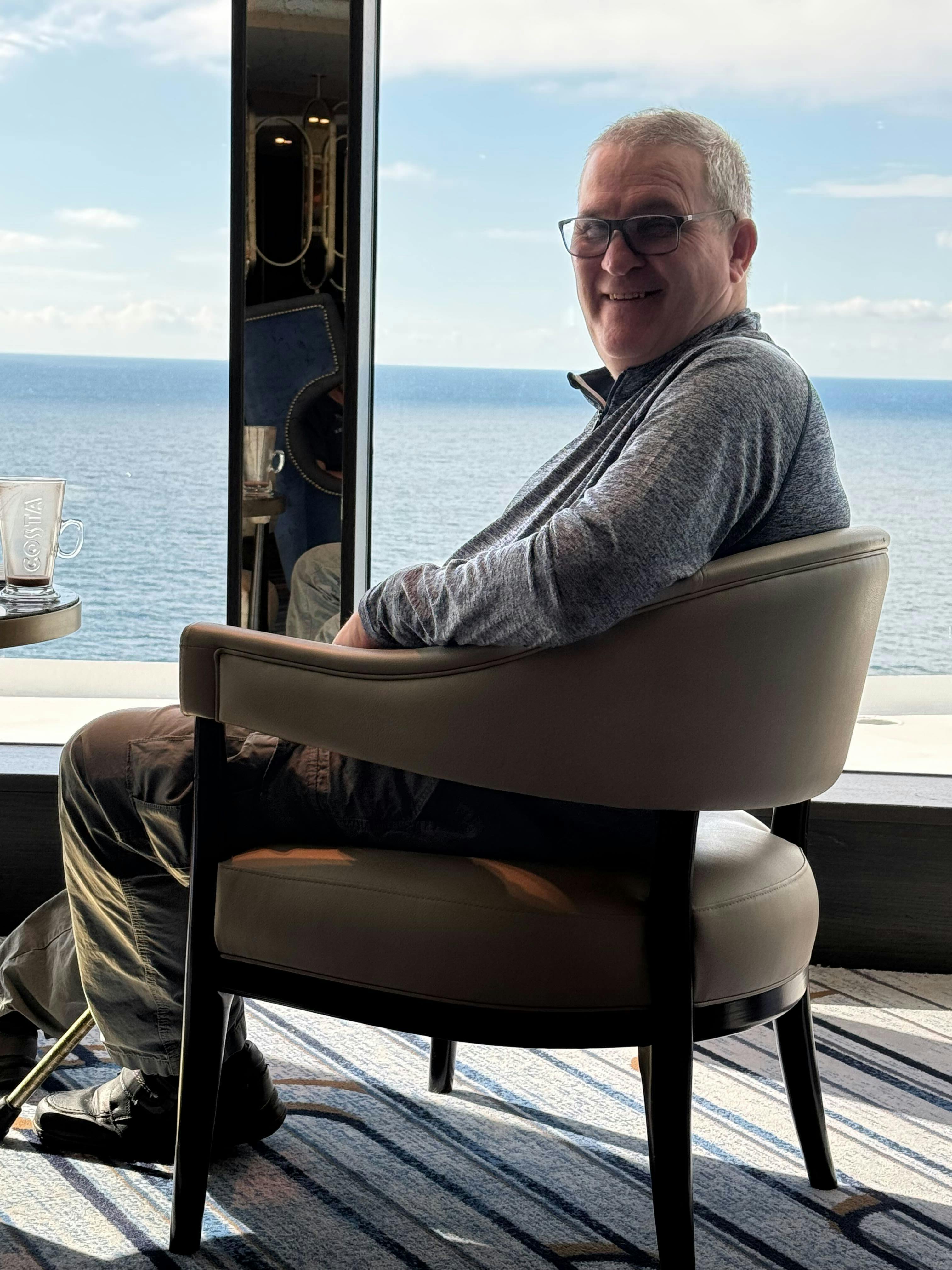 Customer enjoying the sea views on the Iona